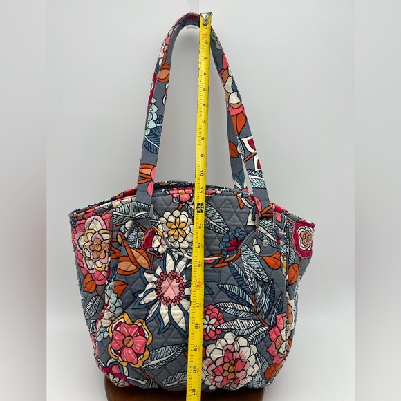 Vera Bradley Glenna Tropical Evening Tote Bag Purse Gray Pink Orange Floral - Picture 3 of 12